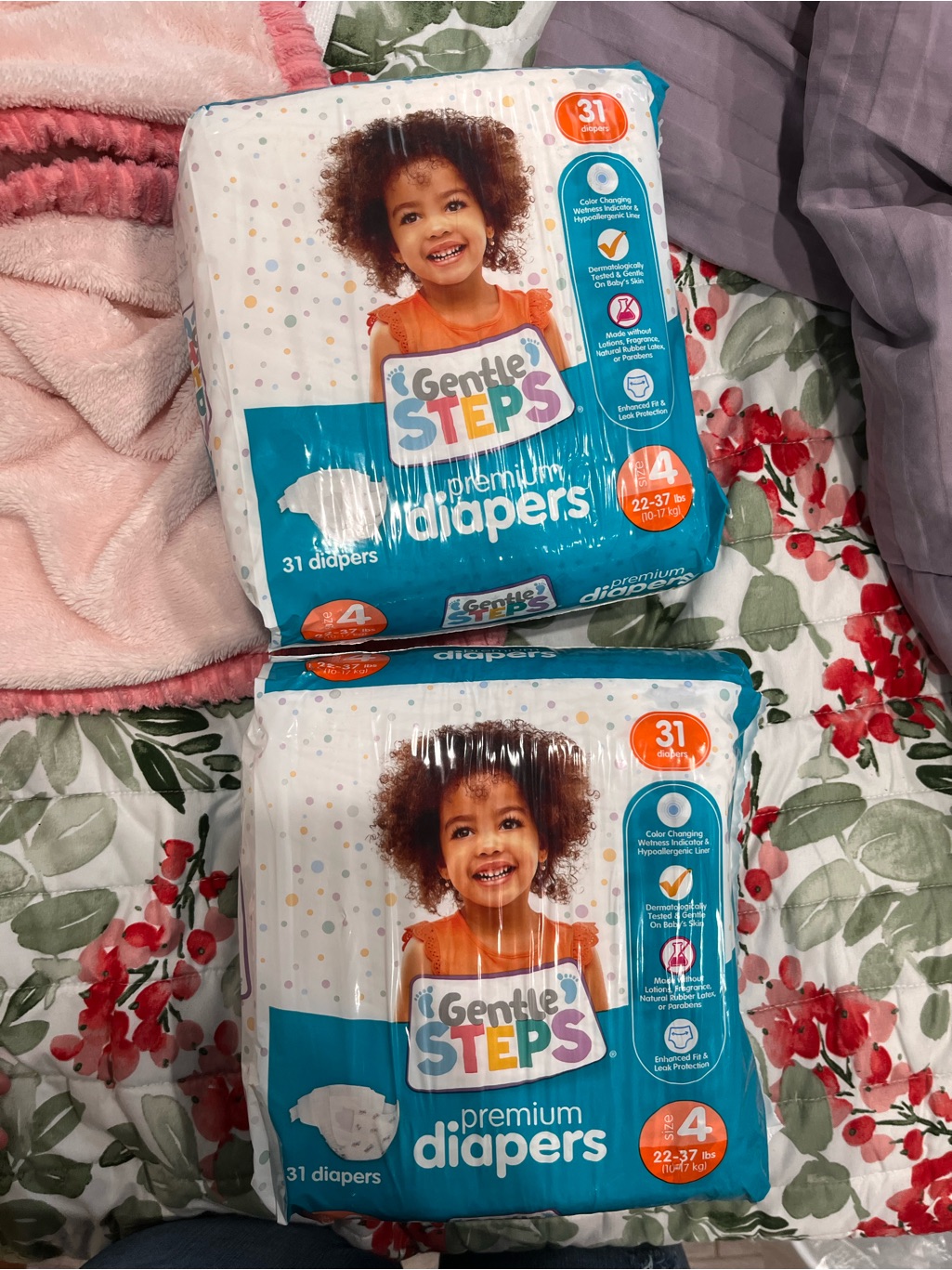 2x Gentle Steps Premium Diapers Size 4  Teal  White 31 Ct
